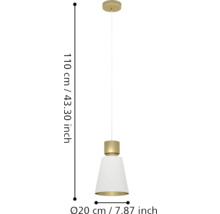 Lumină suspendată cu dimensiunile de 110 cm înălțime și 20 cm diametru