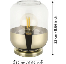 Lampă de masă cu abajur din sticlă și dimensiuni 22 x 17 cm