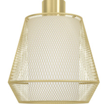 Lampa suspendată cu abajur din plasă metalică și material textil