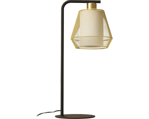 Lampă de masă cu abajur din plasă metalică