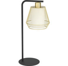Lampă de masă cu bază metalică și abajur din sârmă