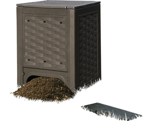 Găleată de compost din plastic cu capac și clapetă de îndepărtare