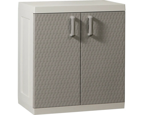 Dulap depozitare grădină pentru unelte TOOMAX Rattan Mega plastic 54x96x54 cm gri Dulap din plastic cu două uși și mânere