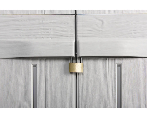 Vizualizare detaliată a unui dulap de scule încuiat cu un lacăt