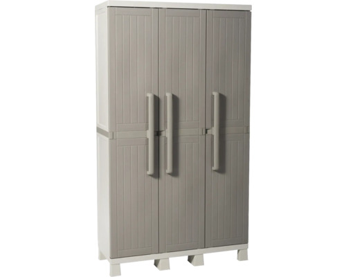 Dulap depozitare grădină pentru unelte TOOMAX Wood Mini plastic 97x173x37 cm gri Dulap multifuncțional din plastic cu trei uși