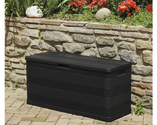 Ladă de grădină neagră pentru depozitare în exterior