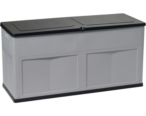 Ladă depozitare grădină TOOMAX Trend plastic 119x60x46 cm 320 l gri/negru Cutie de depozitare gri cu capac negru pentru exterior