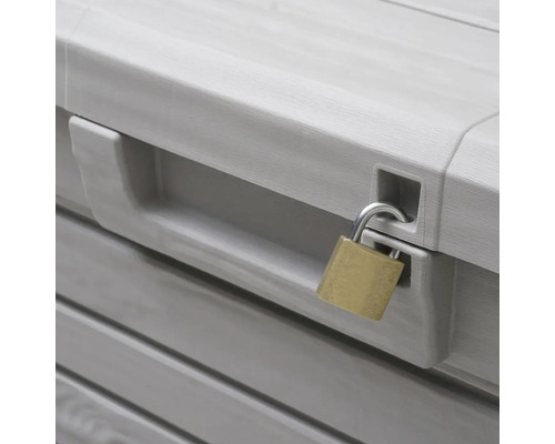 Prim-plan cu o cutie de depozitare încuiată cu lacăt