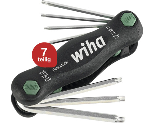 Șurubelniță multifuncțională Wiha PocketStar torx T7-T25, 7 capete, crom-vanadiu