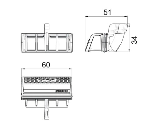 Desen tehnic al unui curățător de acvariu cu dimensiuni