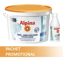 Vopsea lavabilă pentru baie și bucătărie Alpina Spezialfarbe 9 l + soluție antimucegai Alpina Schimmel-Entferner 1 l-thumb-0