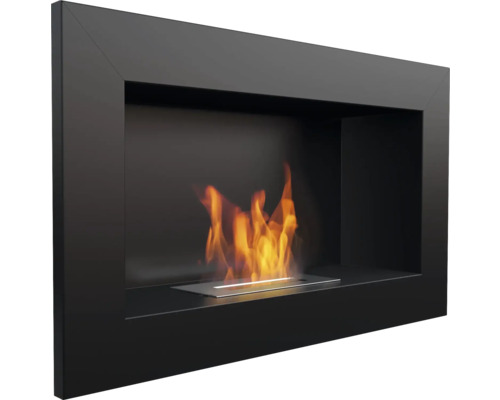 Șemineu de perete negru cu etanol și flăcări