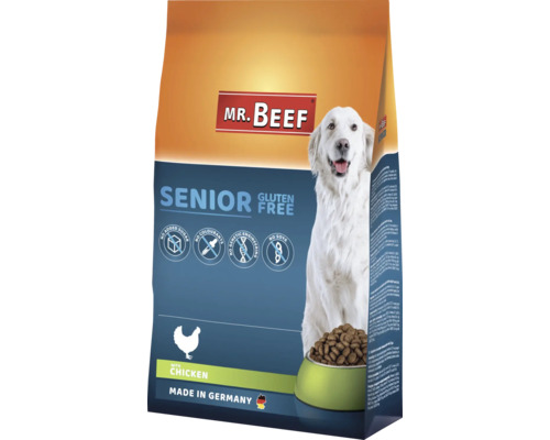 Hrană uscată pentru câini MR. BEEF Senior cu pui fără gluten 4 kg