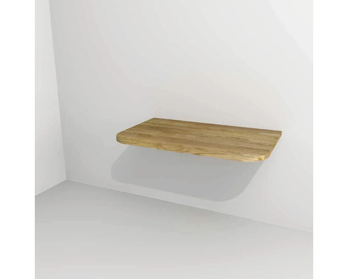 Blat lavoar baie lemn natural stejar 70,3x42,3x2 cm Devo Gloria Raft de perete din lemn montat pe un perete