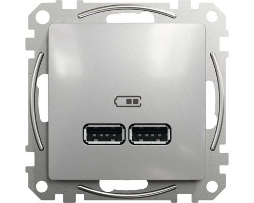 Priză USB dublă Schneider Sedna Deisgn max. 2100 mAh, aluminiu
