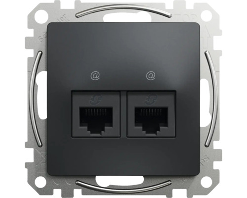 Priză date RJ45 dublă Schneider Sedna Design CAT6 UTP, antracit Priză date RJ45 dublă Schneider Sedna Design CAT6 UTP, antracit