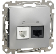 Priză telefon și date RJ11 + RJ45 Schneider Sedna Design CAT5E, aluminiu