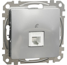 Priză telefon RJ11 simplă Schneider Sedna Design, aluminiu