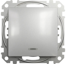 Buton simplu Schneider Sedna Design, cu lumină, aluminiu