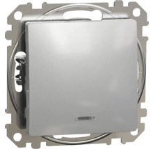 Buton simplu Schneider Sedna Design, cu lumină, aluminiu