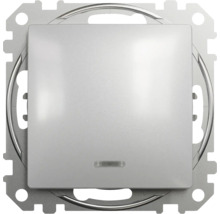 Întrerupător cap-scară simplu Schneider Sedna Design, cu lumină, aluminiu