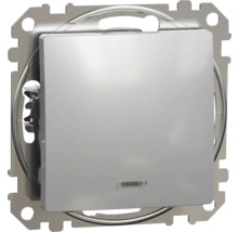 Întrerupător cap-scară simplu Schneider Sedna Design, cu lumină, aluminiu