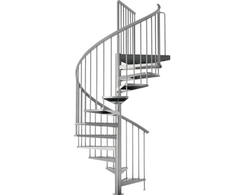 Scară spirală metalică cu balustradă