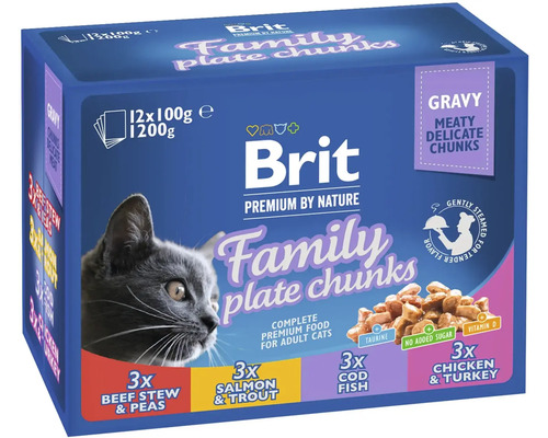 Hrană umedă pentru pisici Brit Premium by Nature Multipack Adult în sos 12x100 g