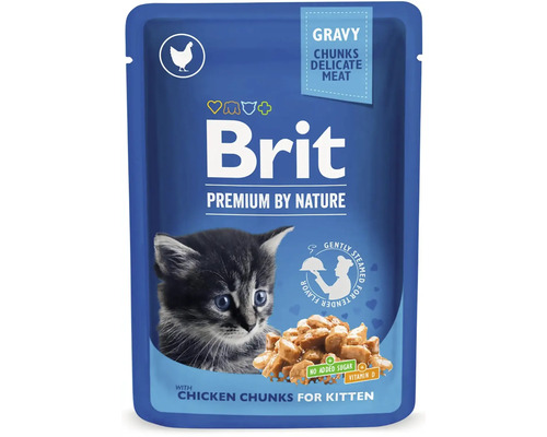 Hrană umedă pentru pisici Brit Premium by Nature Kitten cu pui în sos 100 g