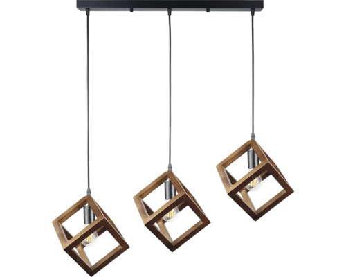 Lustră Klausen Rhombus E27 max. 3x15W, lemn/nuc | HORNBACH
