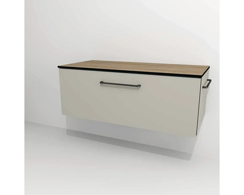 Bază lavoar baie Devo Sonus 2.0, sertar cu închidere lentă, MDF, 97x36 cm, grej/stejar bardolino Bază lavoar baie Devo Sonus 2.0, sertar cu închidere lentă, MDF, 97x36 cm, grej/stejar bardolino