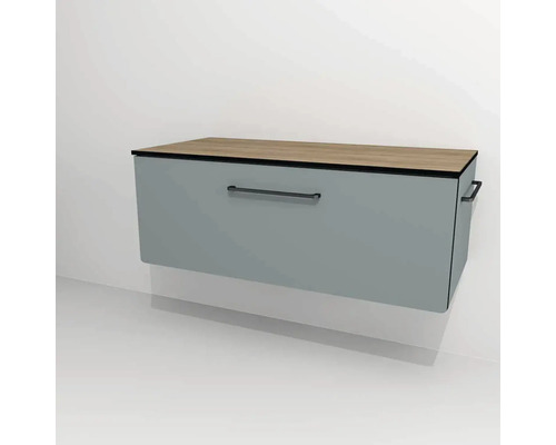 Bază lavoar baie Devo Sonus 2.0, sertar cu închidere lentă, MDF, 97x36 cm, verde/stejar bardolino Bază lavoar baie Devo Sonus 2.0, sertar cu închidere lentă, MDF, 97x36 cm, verde/stejar bardolino