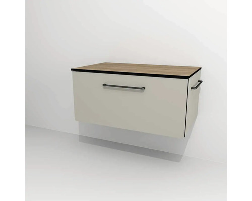 Bază lavoar baie Devo Sonus 2.0, sertar cu închidere lentă, MDF, 77x36 cm, grej/stejar bardolino Bază lavoar baie Devo Sonus 2.0, sertar cu închidere lentă, MDF, 77x36 cm, grej/stejar bardolino