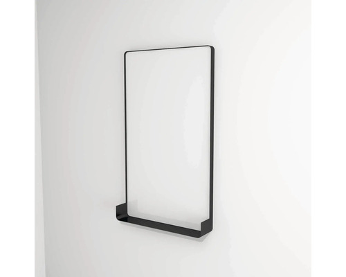 Oglindă baie cu LED și poliță Devo Sonus 2.0, 55,5x94 cm, negru, IP 44