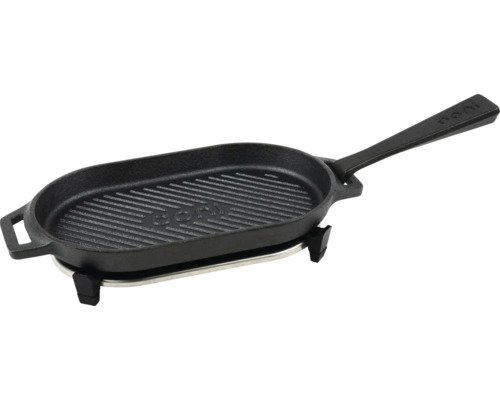 Tavă din fontă Ooni Grizzler pentu cuptoarele de pizza Ooni 5,6x15,9x31 cm Tigaie raclette din fontă cu model grătar