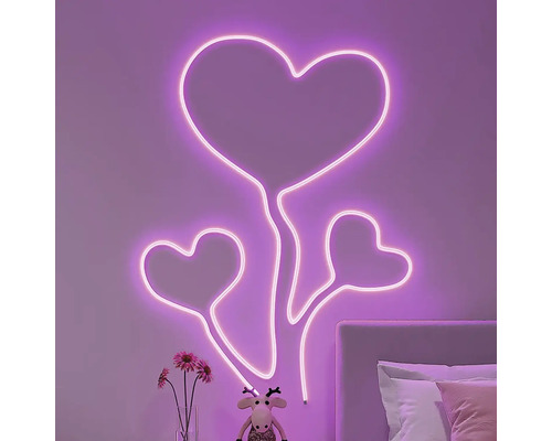 Lampă neon cu motiv inimă pentru montaj pe perete