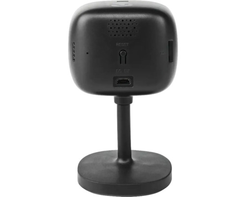 Vedere din spate a unei camere de securitate negre pe un suport