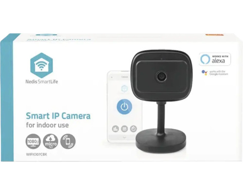 Ambalajul unei camere IP inteligente Nedis SmartLife pentru utilizare în interior
