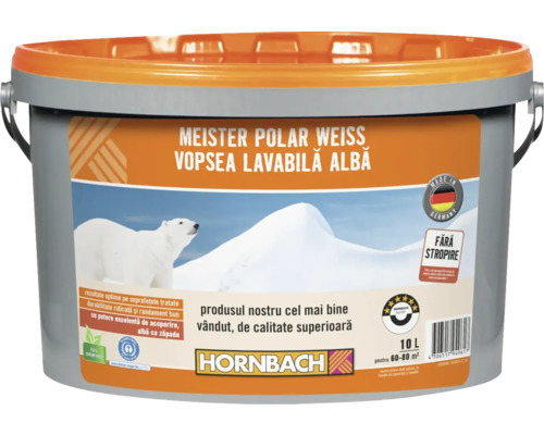 Vopsea lavabilă Meister Polar Weiss fără conservanți 10 l