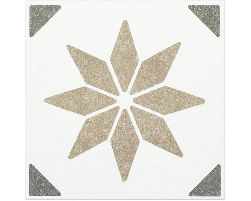 Placă decorativă cu model stea și triunghiuri în colțuri