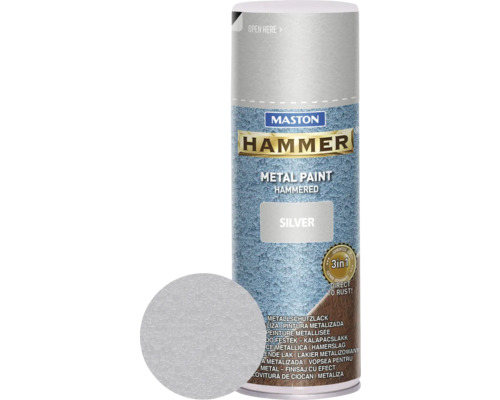 Vopsea spray protecție metal Maston Hammer argintiu 400 ml Maston Hammer vopsea metalică spray, argintiu