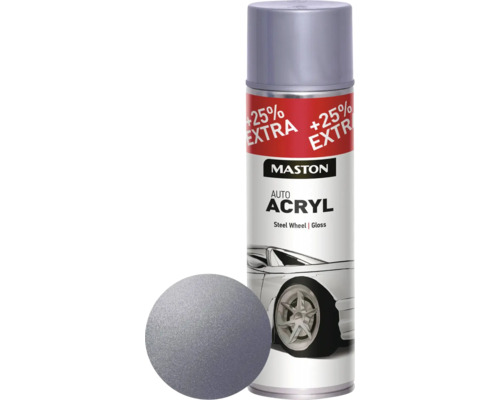 Vopsea spray AutoACRYL Maston argintiu 500 ml Spray acrilic auto Maston pentru jante de oțel