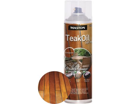 Ulei de tec spray Teak oil Maston transparent 500 ml Spray cu ulei de tec Mastons pentru îngrijirea lemnului