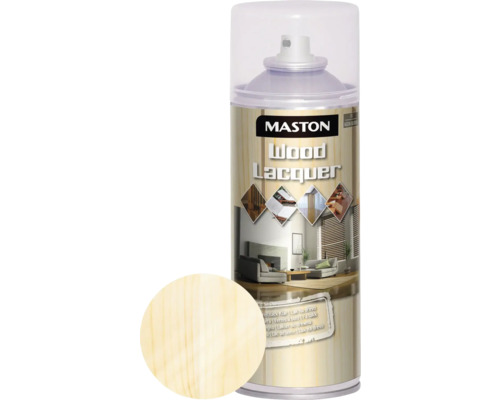 Lac spray pentru lemn Maston transparent foarte lucios 400 ml