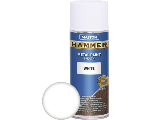 Vopsea spray pentru metal Maston Hammer alb lucios 400 ml Maston Hammer vopsea metalică spray