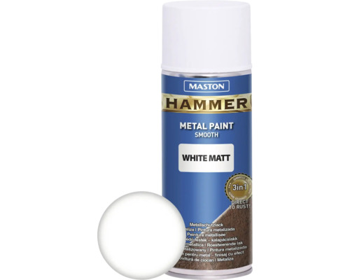 Vopsea spray pentru metal Maston Hammer alb mat 400 ml Spray vopsea metalică alb mat Maston Hammer