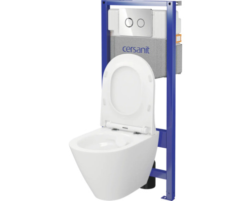 Vas WC suspendat cu spălare adâncă, rezervor de apă și panou de operare