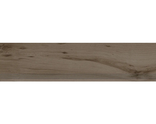 Treaptă gresie rectificată MIRAVA OSLO walnut dark 29,8x120 cm Panou din lemn cu granulație de lemn