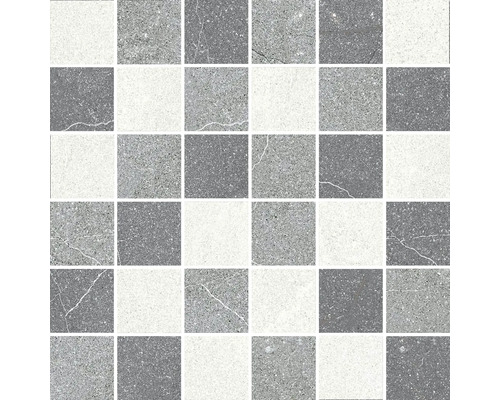Mozaic ceramic Stoneline Mix Grey 30x30 cm Faianță cu model de tablă de șah