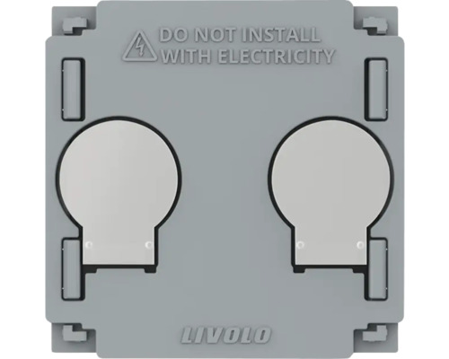 Modul întrerupător dublu cap-scară Livolo, touch, modular, conexiune WiFi Placă de montaj dublă Livolo cu avertisment de a nu instala sub tensiune